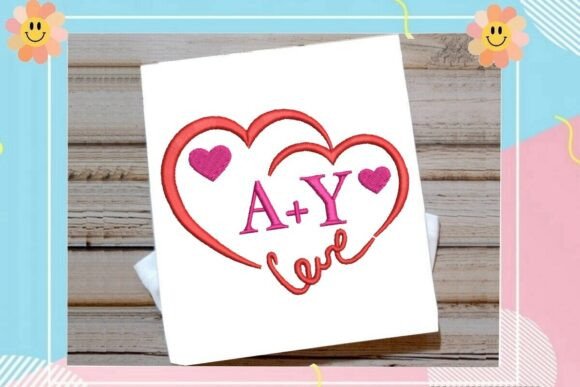 Double Heart Monogram Frame: A Romantic Touch for Personalized Embroidery
