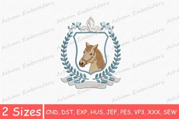 Elegant Equestrian Crest for Seasonal Embroidery