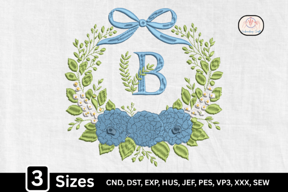 Floral Monogram, Blue Coquette Bow Review for Business Embroidery