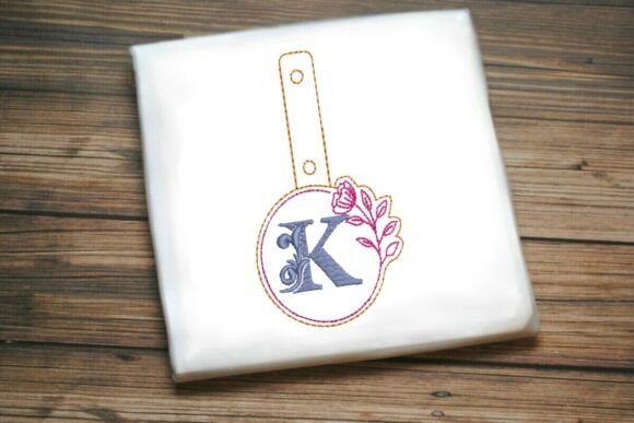Floral Monogram Keychain “K” ITH Embroidery Design Review