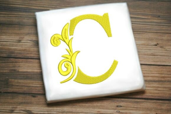 Flourished Leaf Monogram C: A Seasonal Embroidery Gem