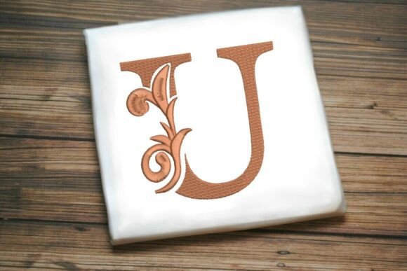 Flourished Leaf Monogram U: A Sophisticated Touch for Real Embroidery Projects