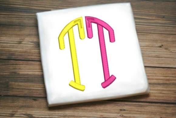 Geometric Split Letter Monogram T: A Seasonal Embroidery Standout