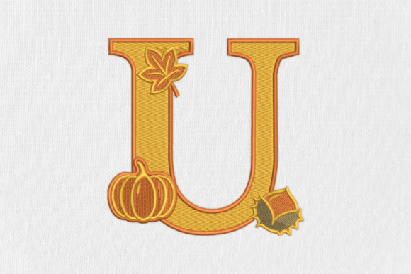 Letter U Autumn Monogram: A Seasonal Embroidery Gem for Boutique Apparel