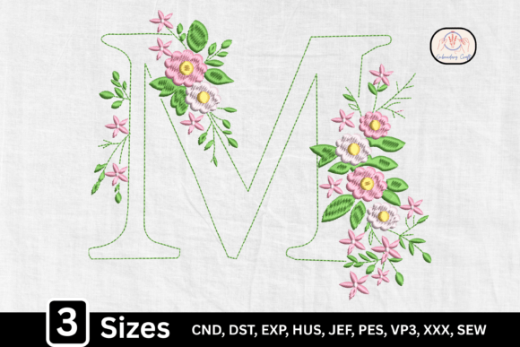 Line Art Floral Monogram M Letter: A Designer’s Review for Handmade Embroidery Gifts