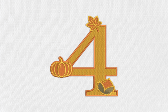 Number 4 Autumn Monogram: A Seasonal Touch for Personalized Embroidery