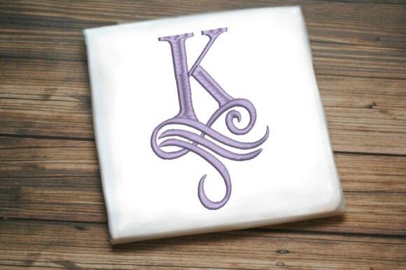 Oceanic Flourish Monogram K: A Coastal Touch for Holiday Embroidery